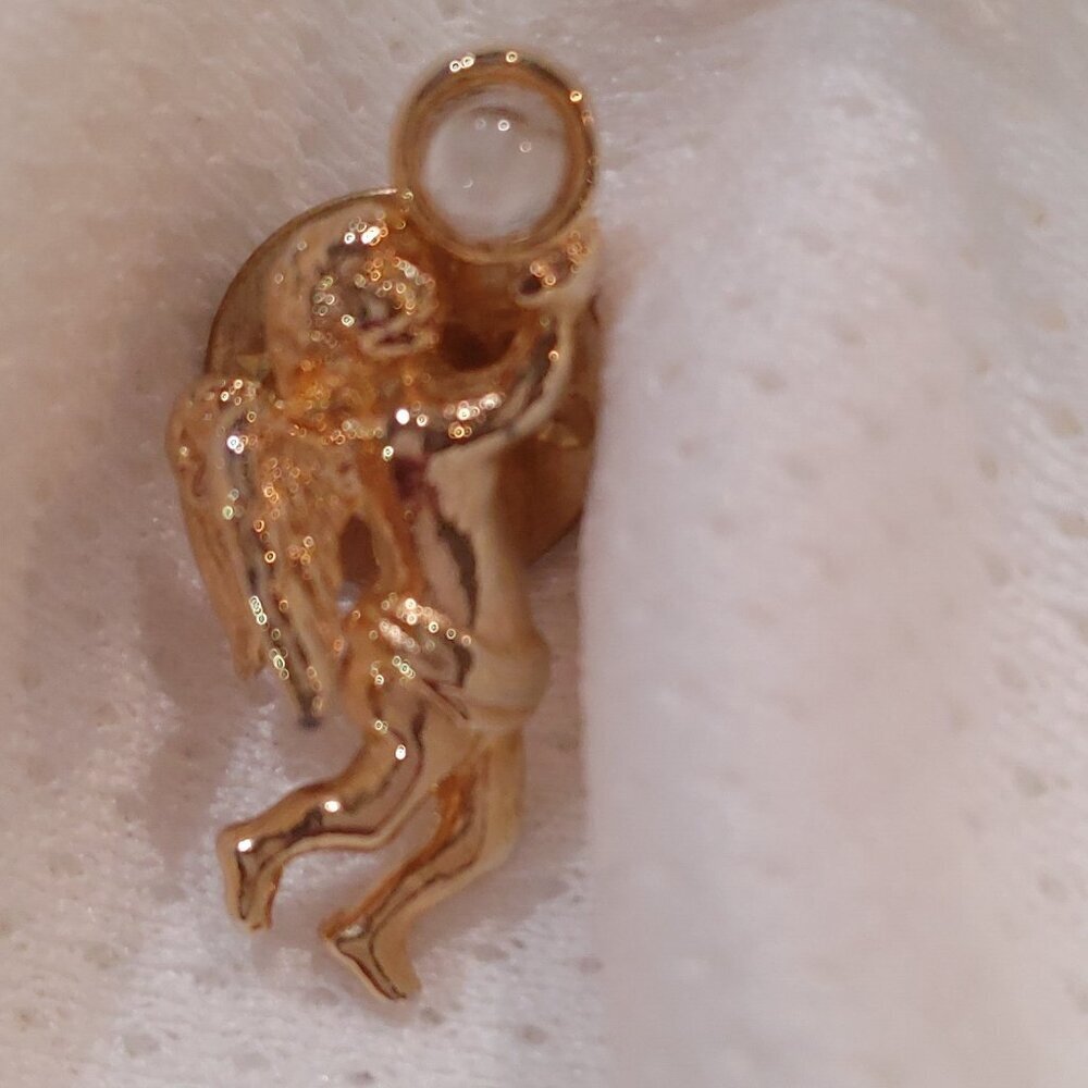Vintage Gold Angel Lapel Pin St Augustine Quote